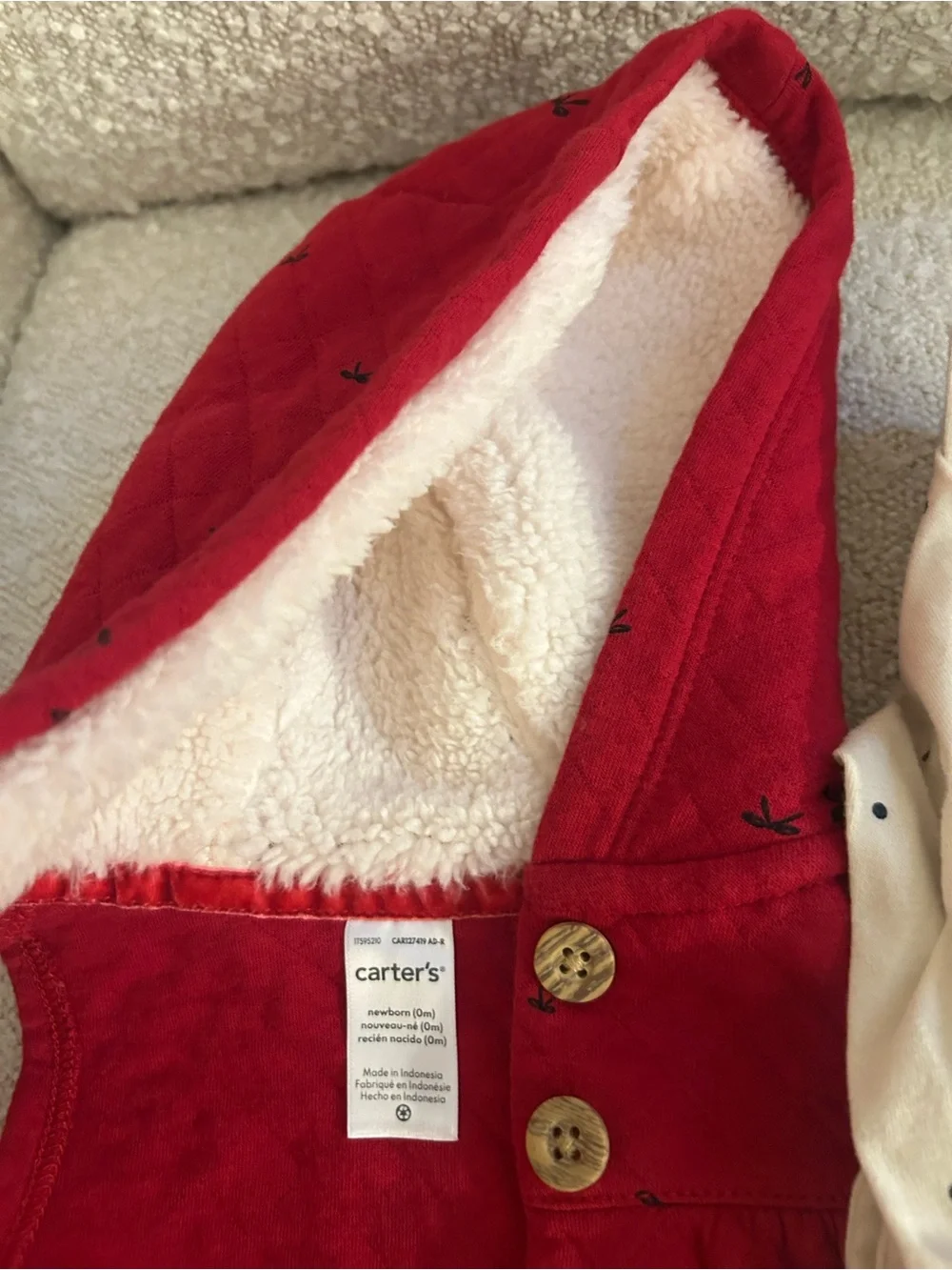 Carter's Red Quilted Hooded vest and bodysuit set